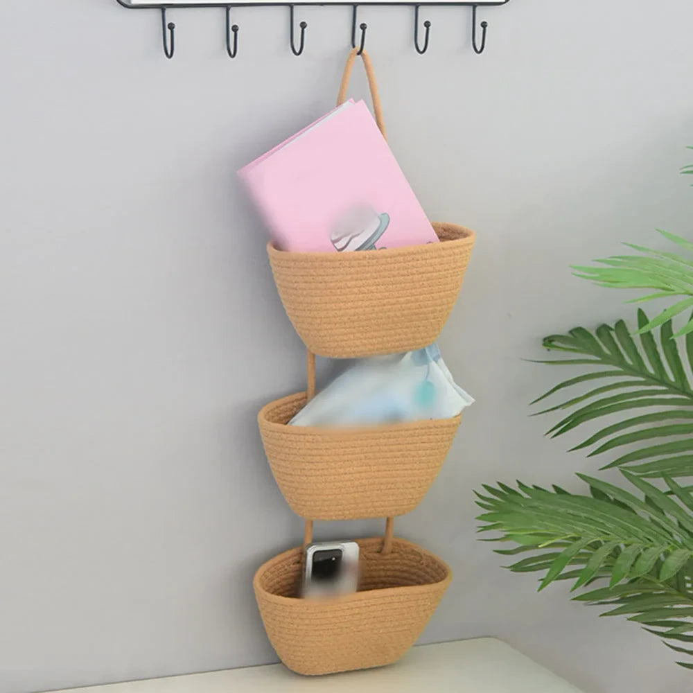 3-Tier Cotton Wall Basket
