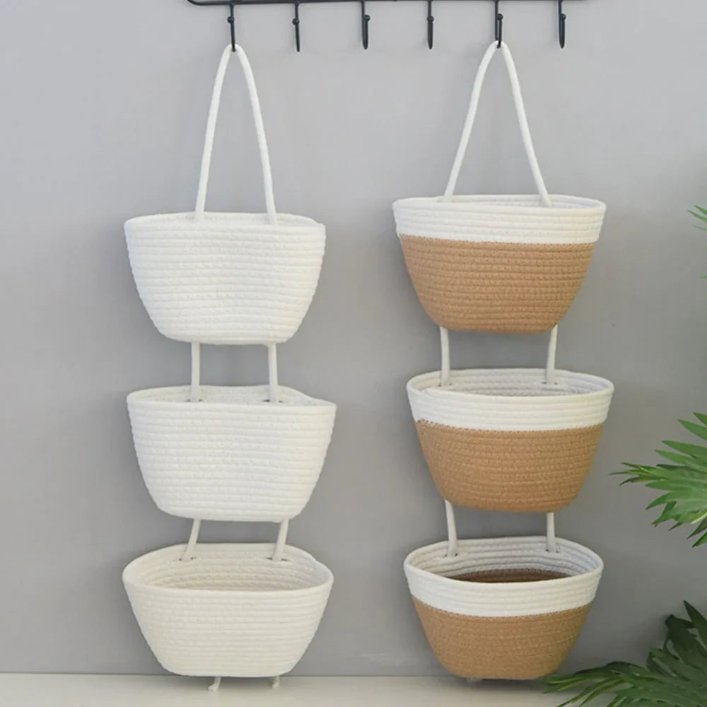 3-Tier Cotton Wall Basket