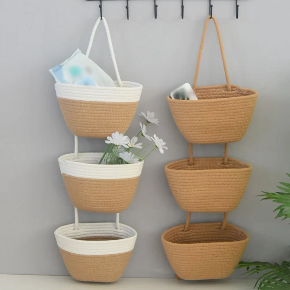 3-Tier Cotton Wall Basket
