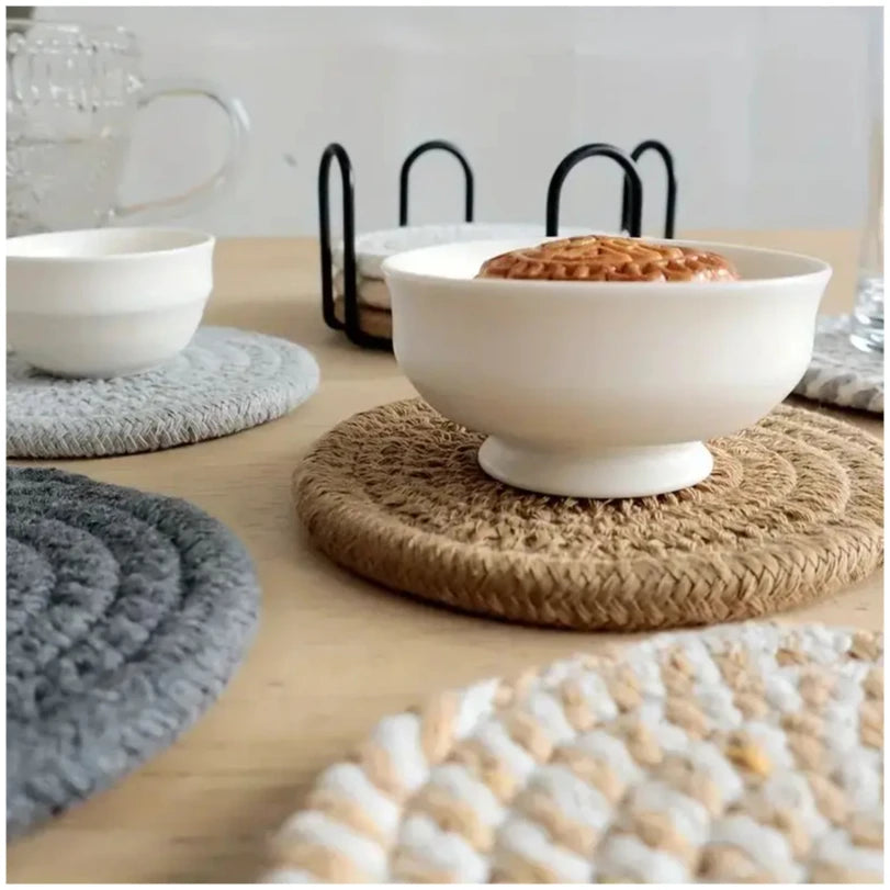 Woven Cotton Drink Coaster Set