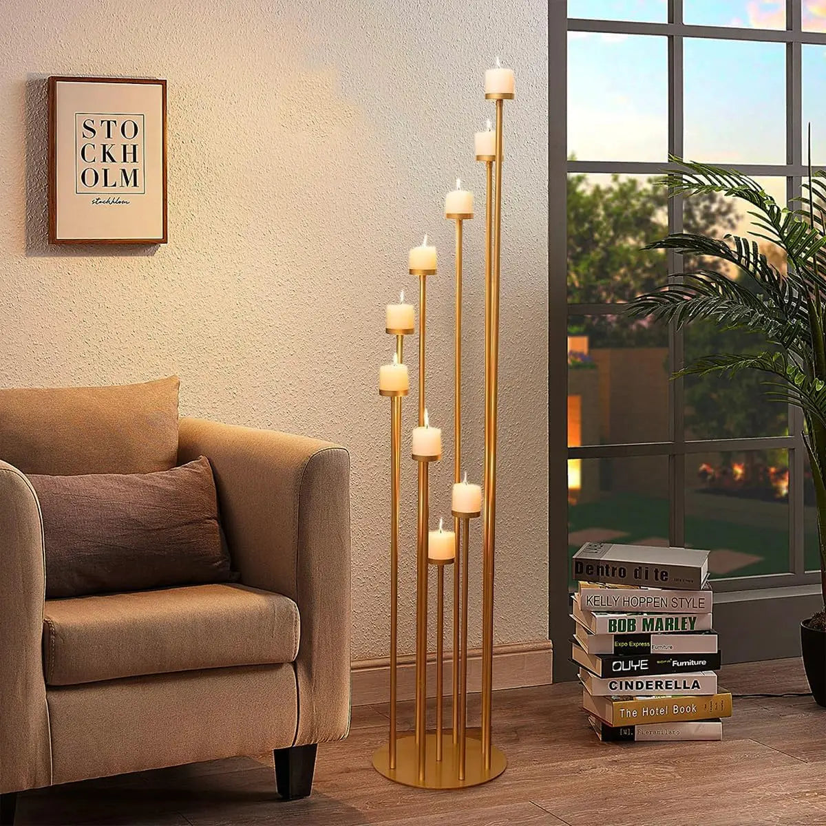Regal Gold Floor Candelabra Set