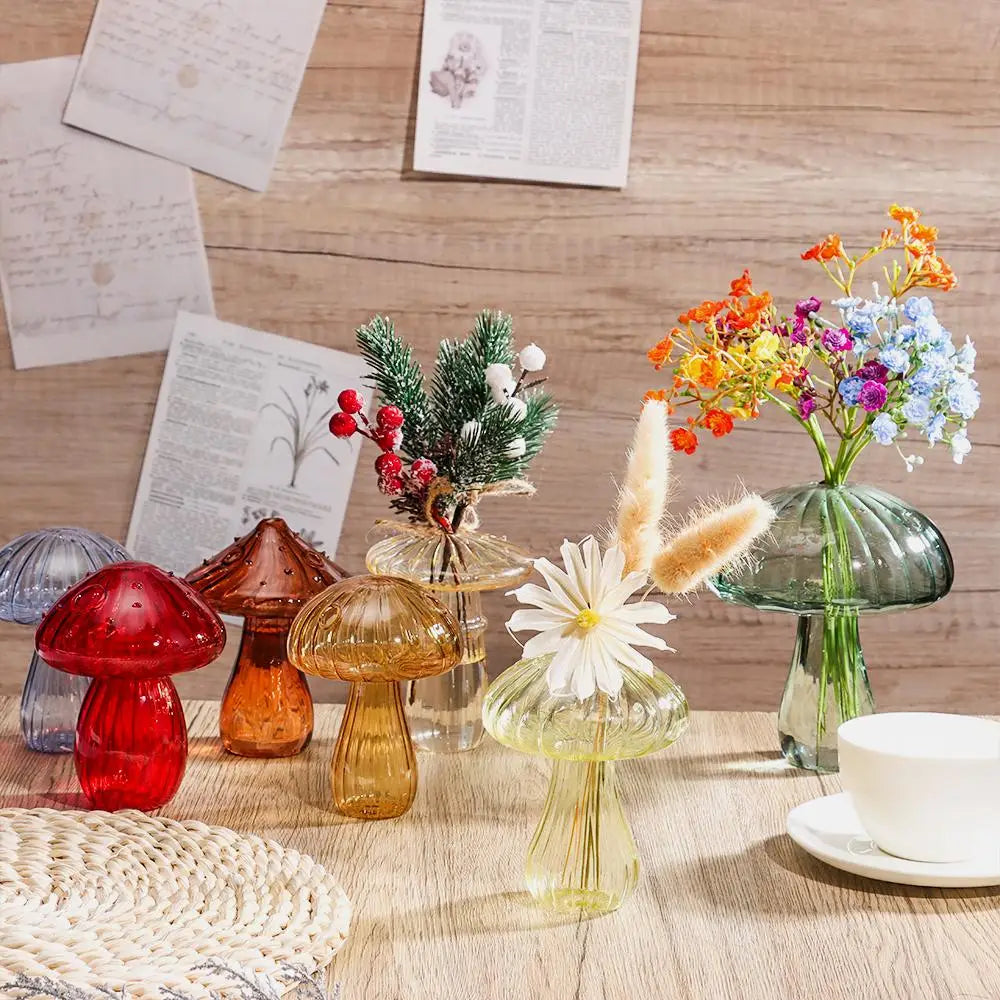 Mushroom Glass Bloom Desktop Vase