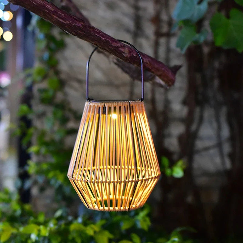 Solar Rattan Hanging Lantern
