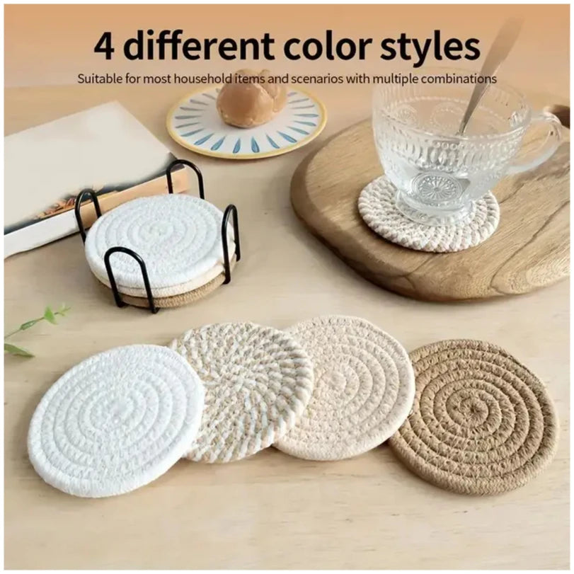 Woven Cotton Drink Coaster Set