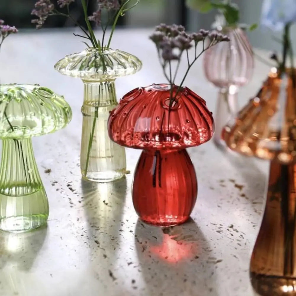 Mushroom Glass Bloom Desktop Vase