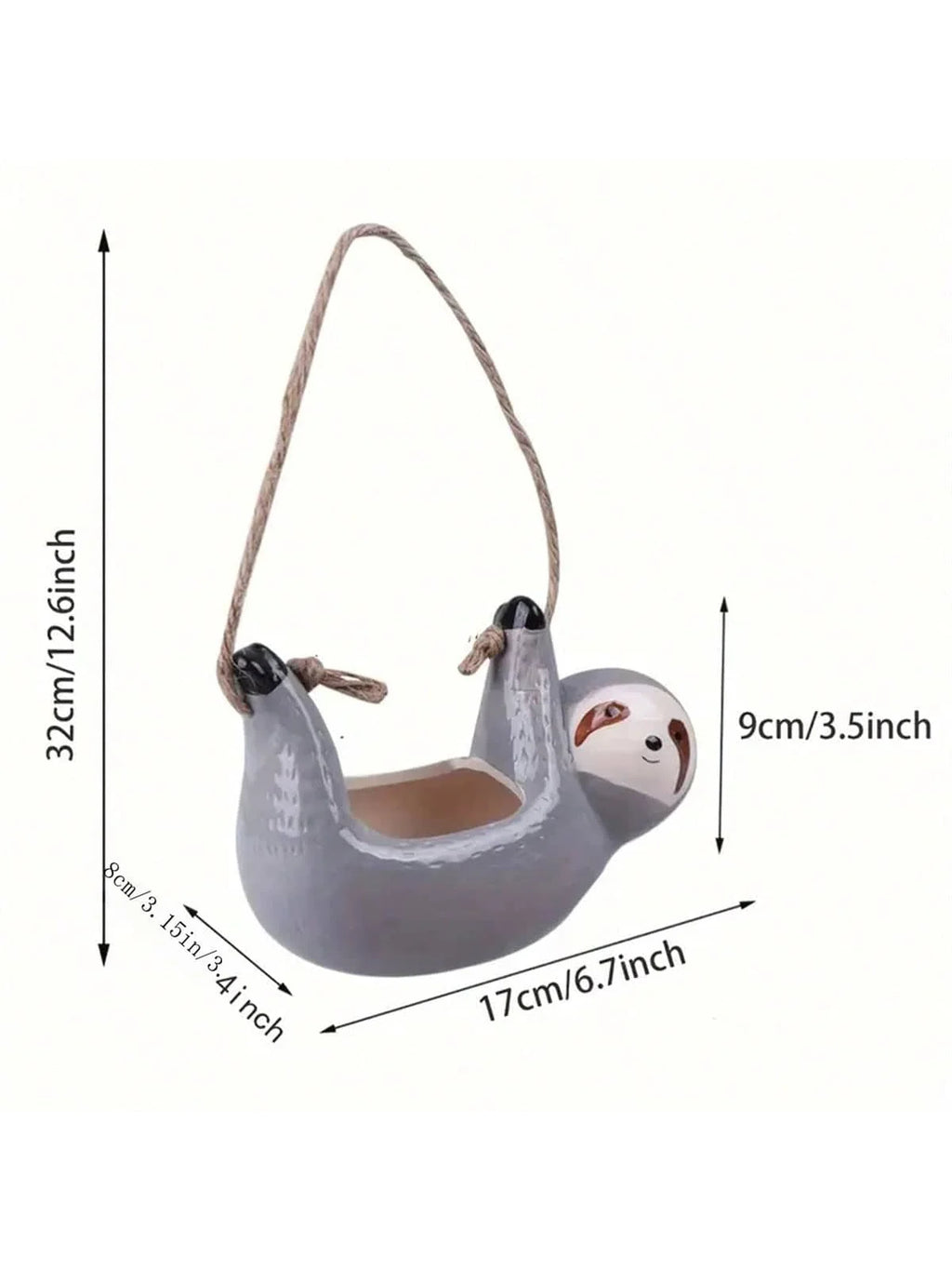 Hanging Sloth Ceramic Plant Pot