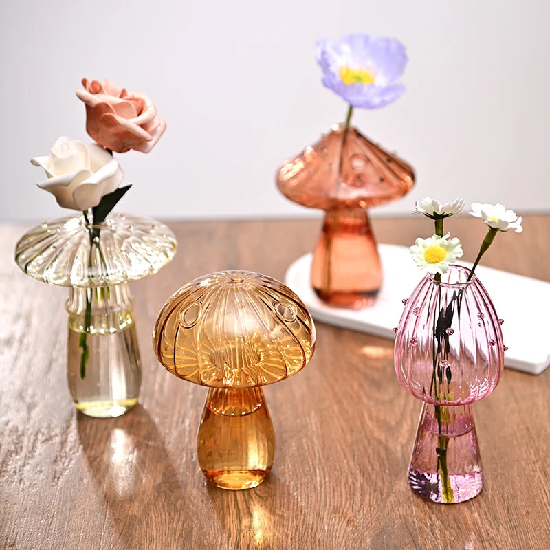 Mushroom Glass Bloom Desktop Vase