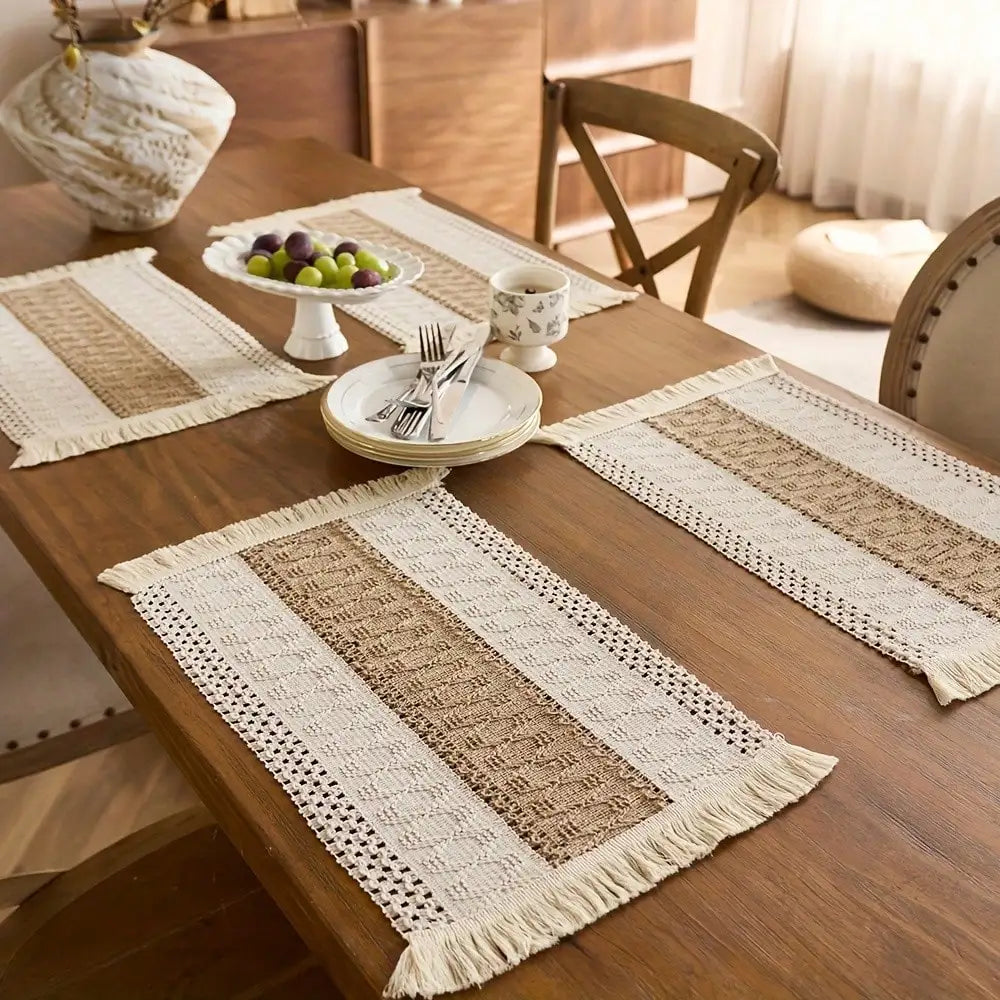 Farmhouse Woven Tassel Dining Placemats