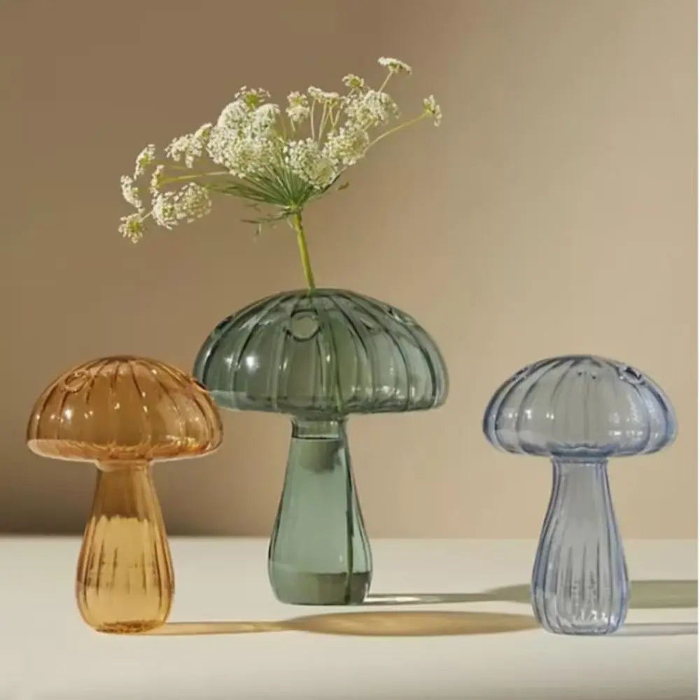 Mushroom Glass Bloom Desktop Vase