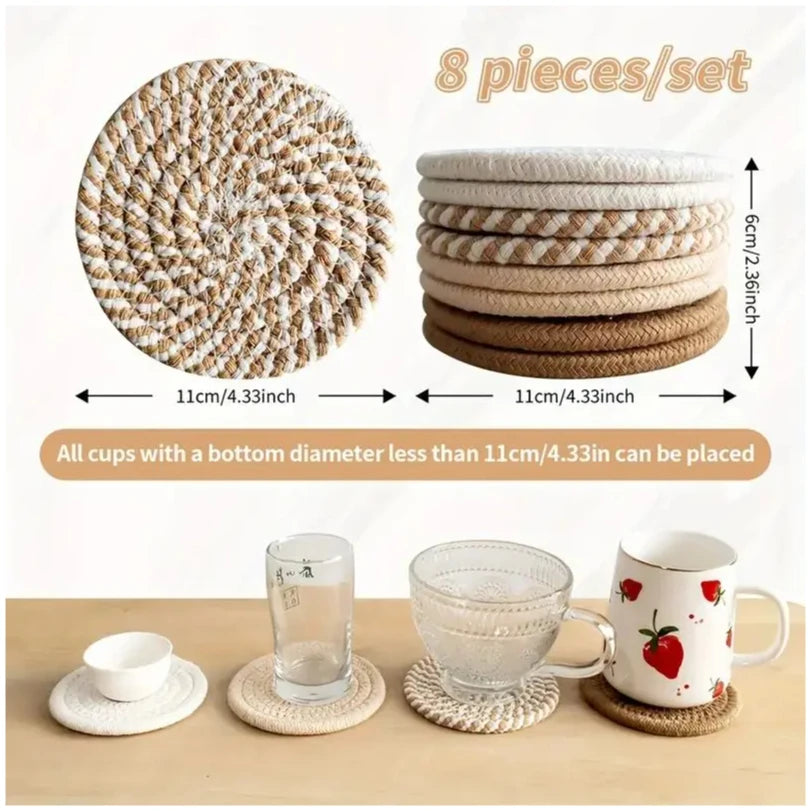 Woven Cotton Drink Coaster Set