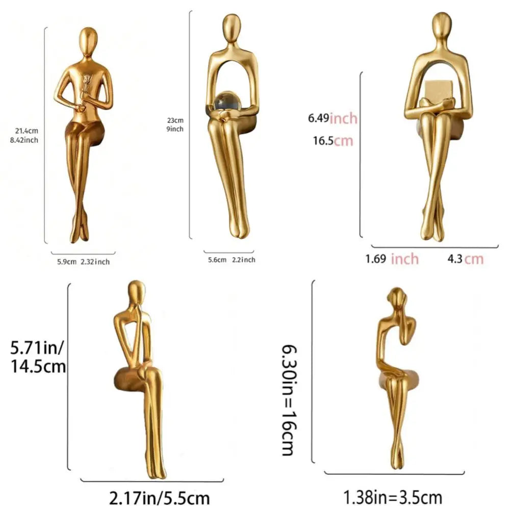 Golden Thinking Person Statue