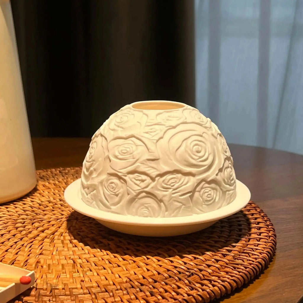 Porcelain Floral Candle Holder Decor
