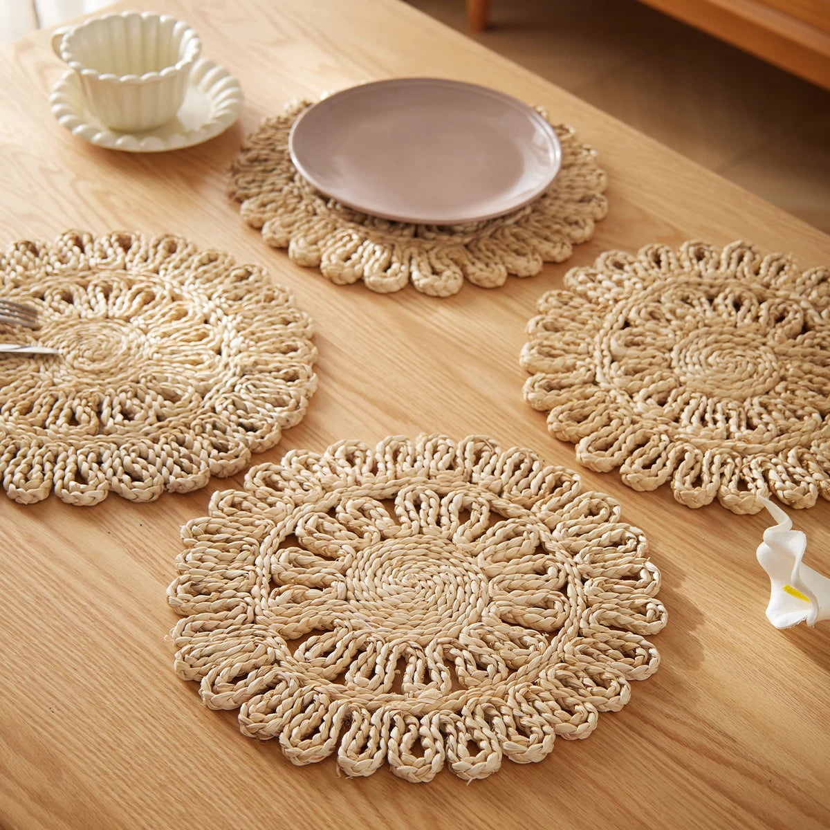 Boho Macrame Natural Table Placemats Set