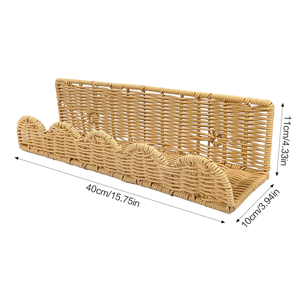 Wall Wicker Storage Basket Rack