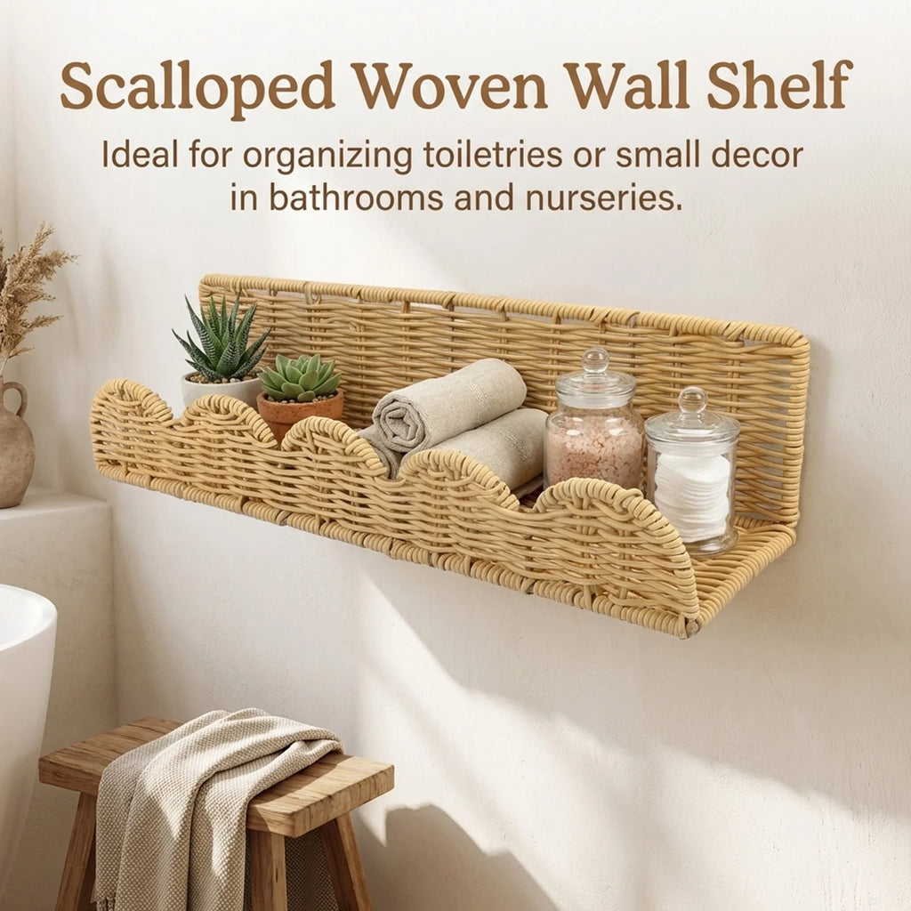 Wall Wicker Storage Basket Rack
