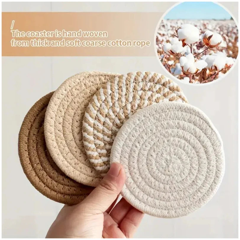 Woven Cotton Drink Coaster Set
