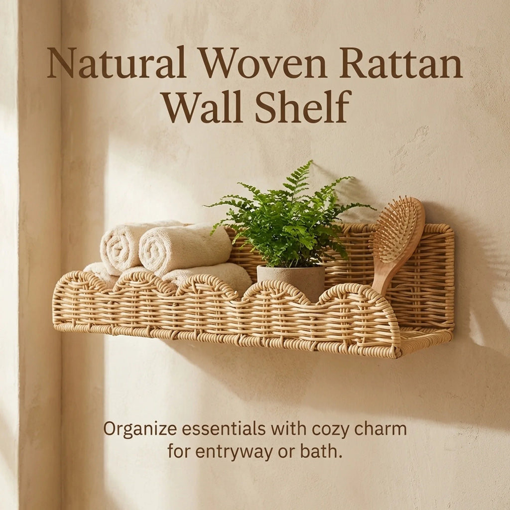 Wall Wicker Storage Basket Rack