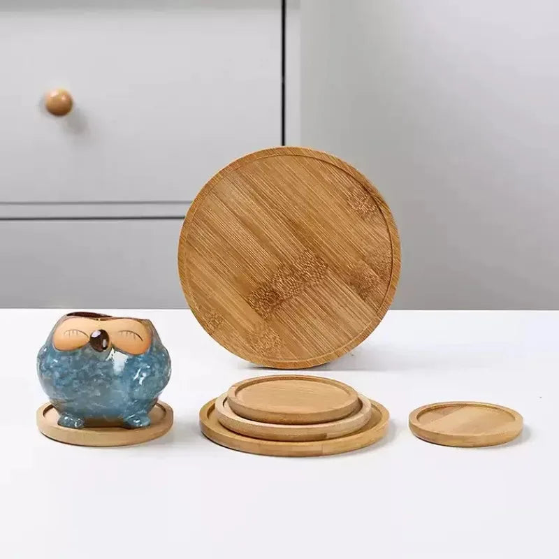 Bamboo Round Coaster Tray