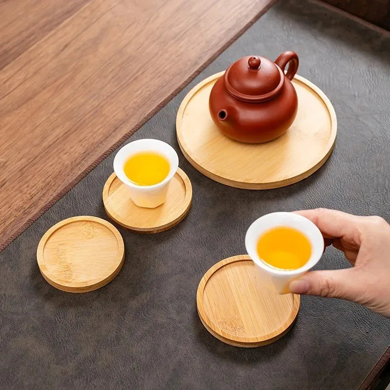 Bamboo Round Coaster Tray
