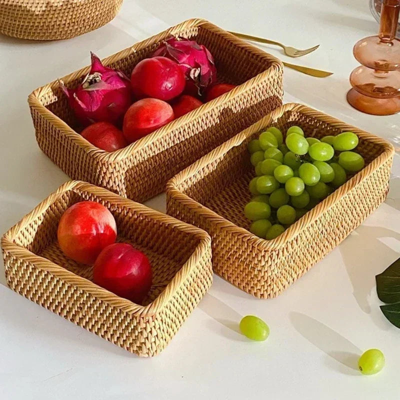 Handwoven Rattan Storage Basket Box